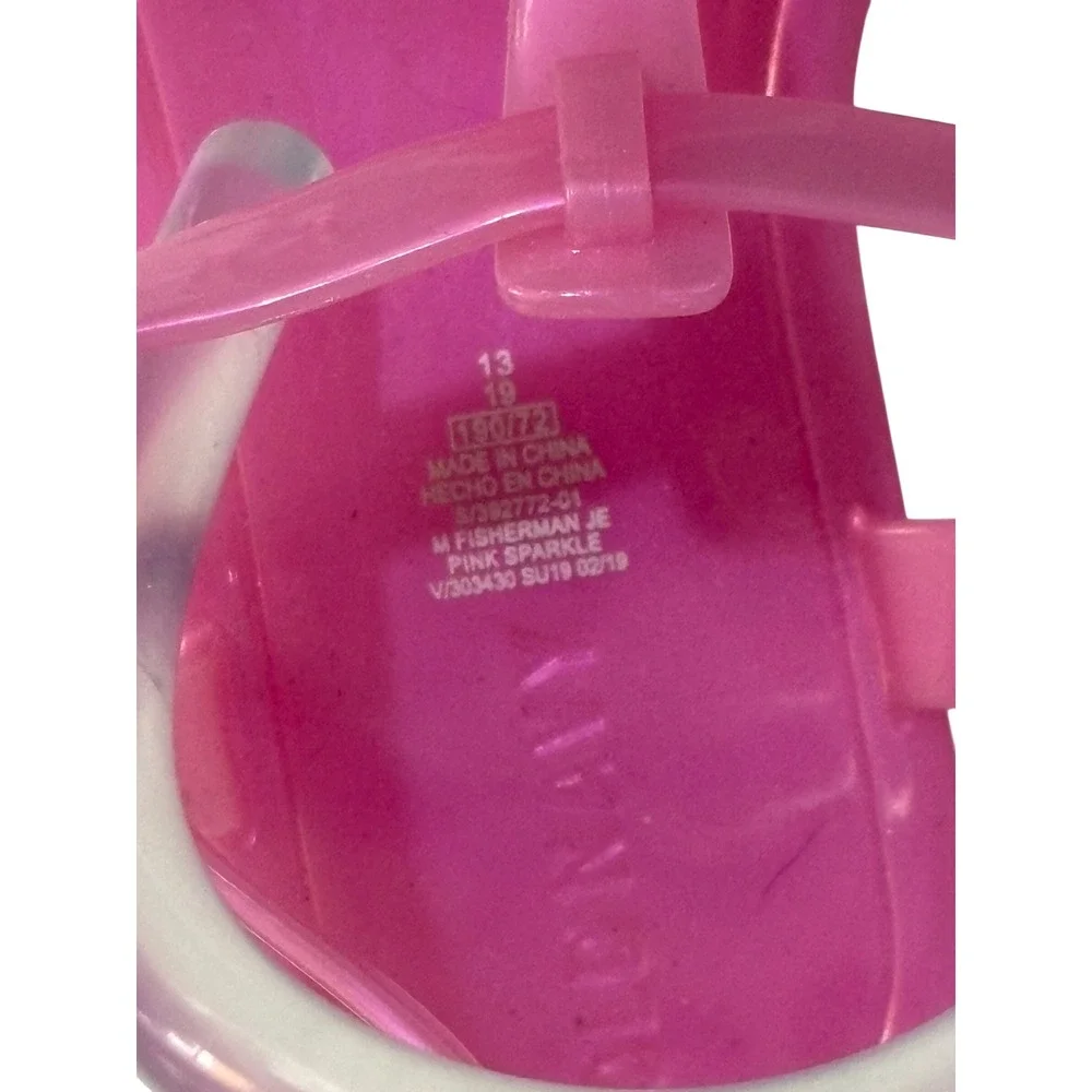 Old Navy Girls Fisherman Jelly Sandals‎ 13 Pink Sparkle Summer Beach
